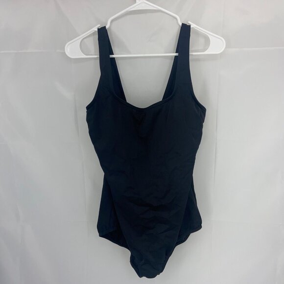 Lands End Women 16 One Piece Swimsuit Slimming Black Stretch Swim Beach Pool - Picture 1 of 9